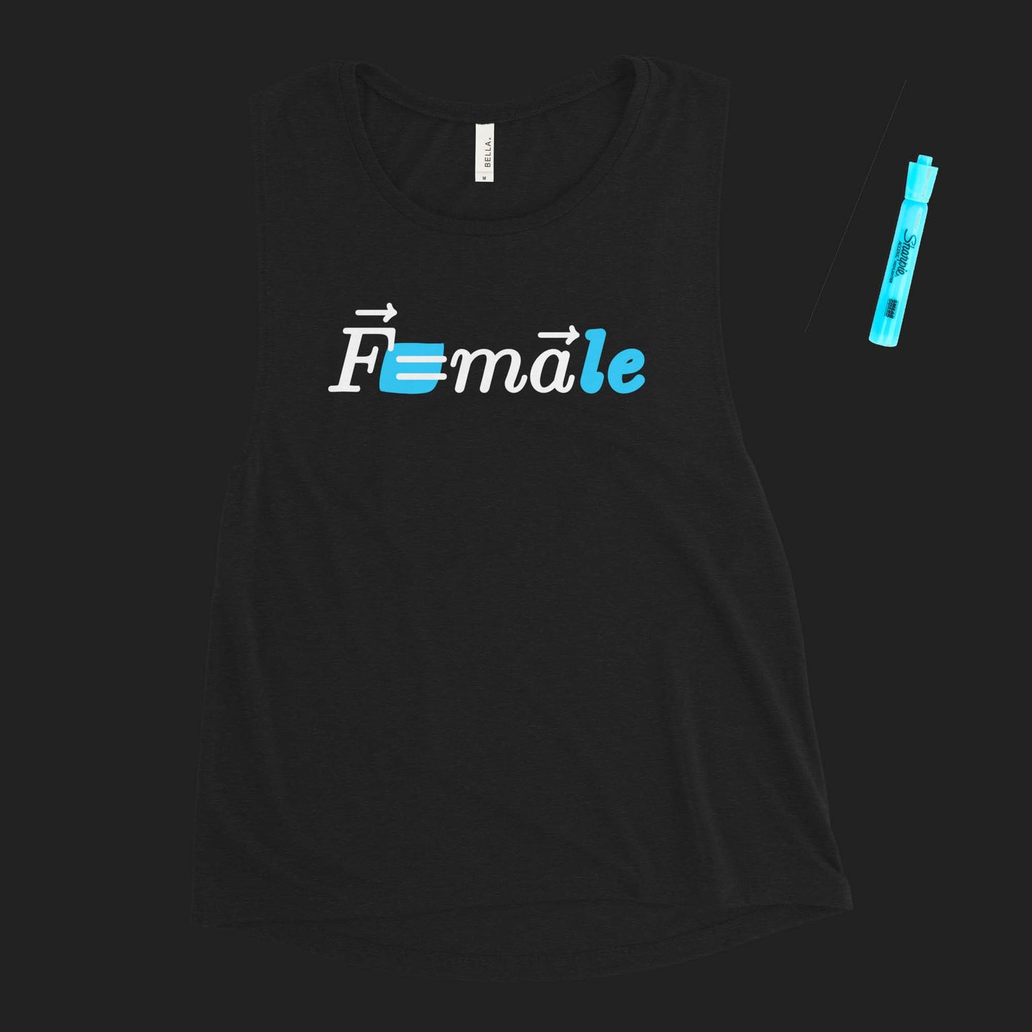 "Force is F=male" women's muscle tank