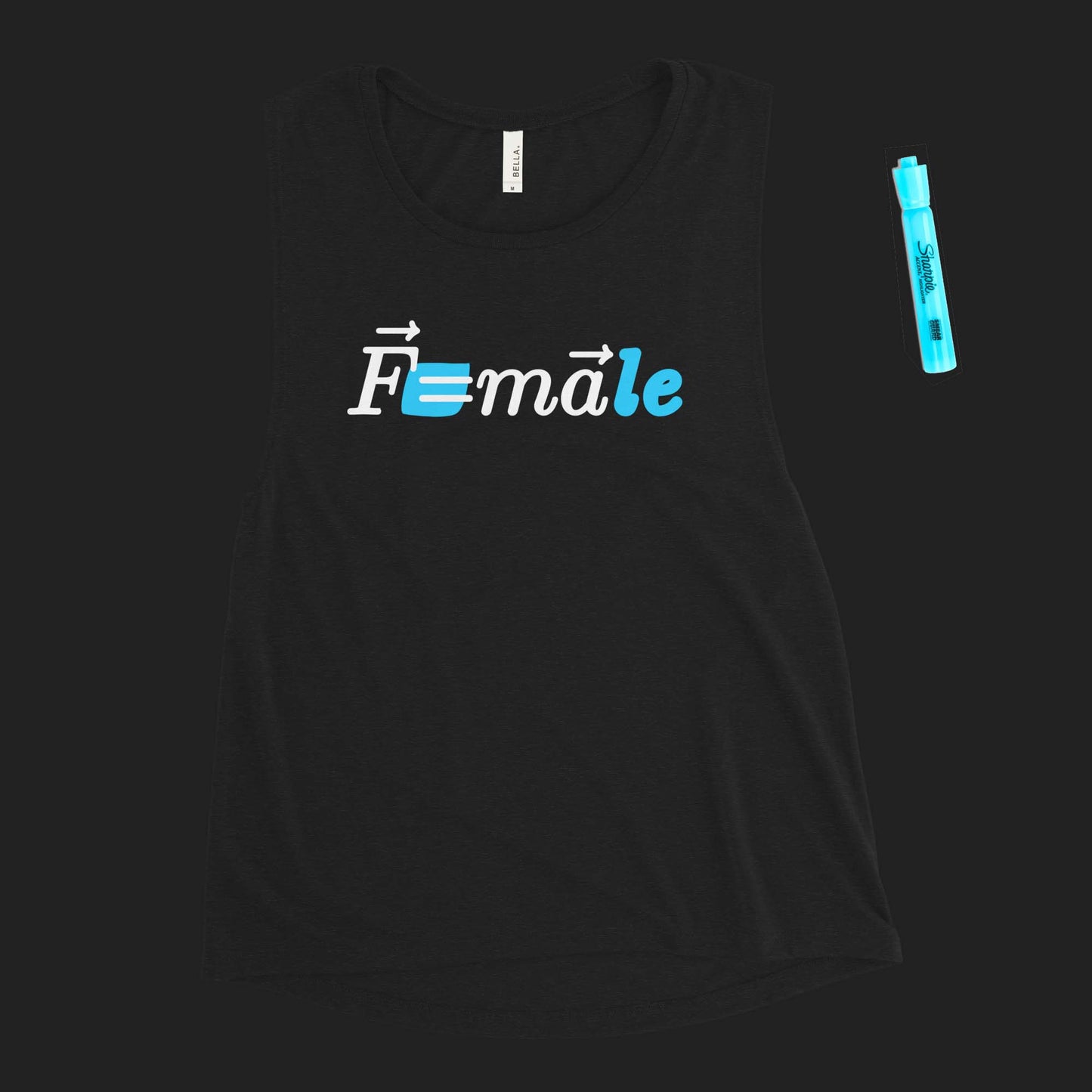 "Force is F=male" women's muscle tank