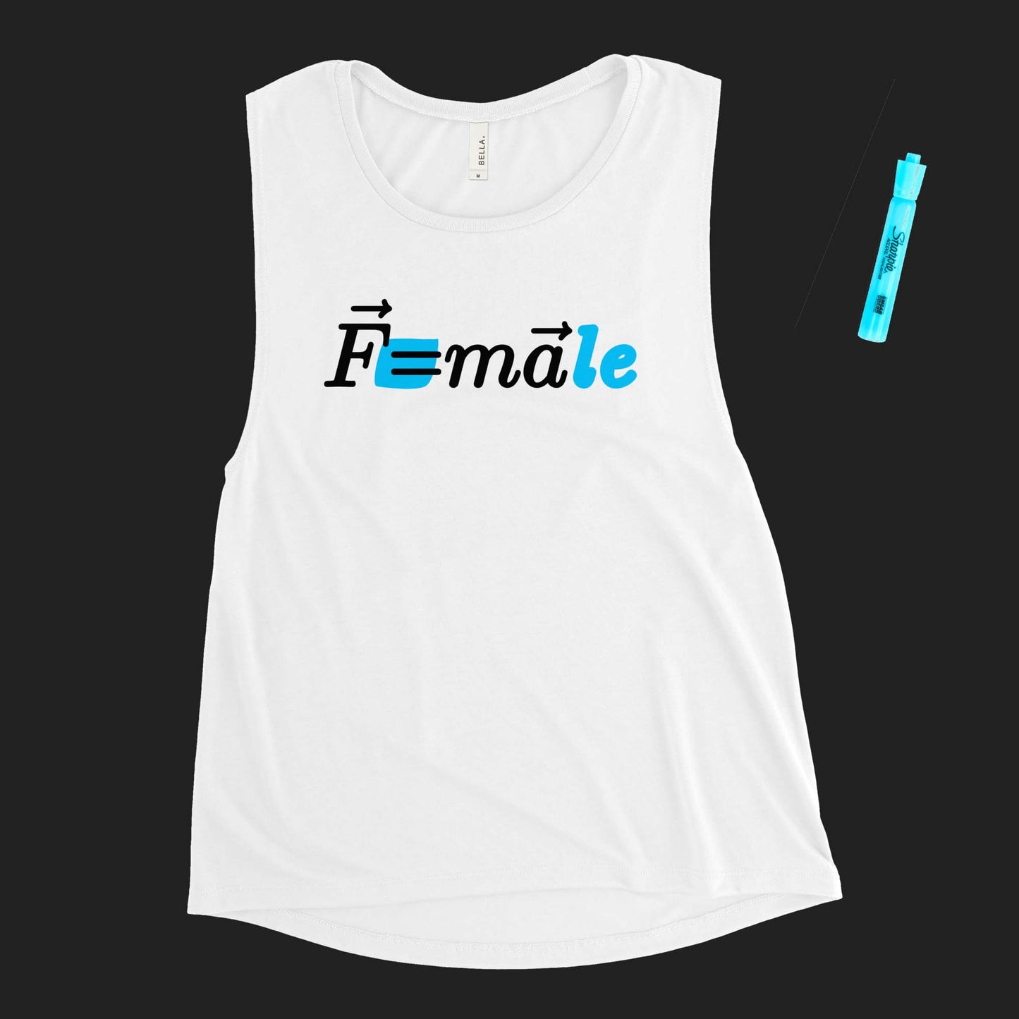 "Force is F=male" women's muscle tank