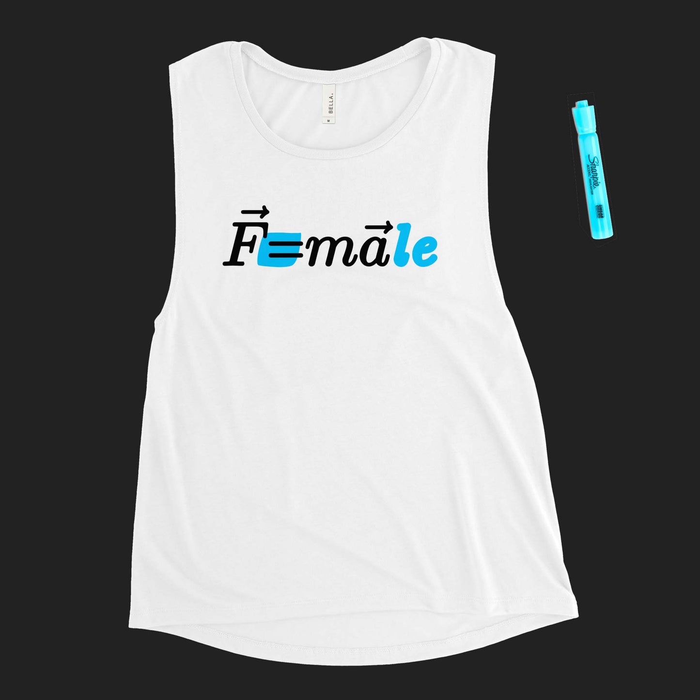 "Force is F=male" women's muscle tank