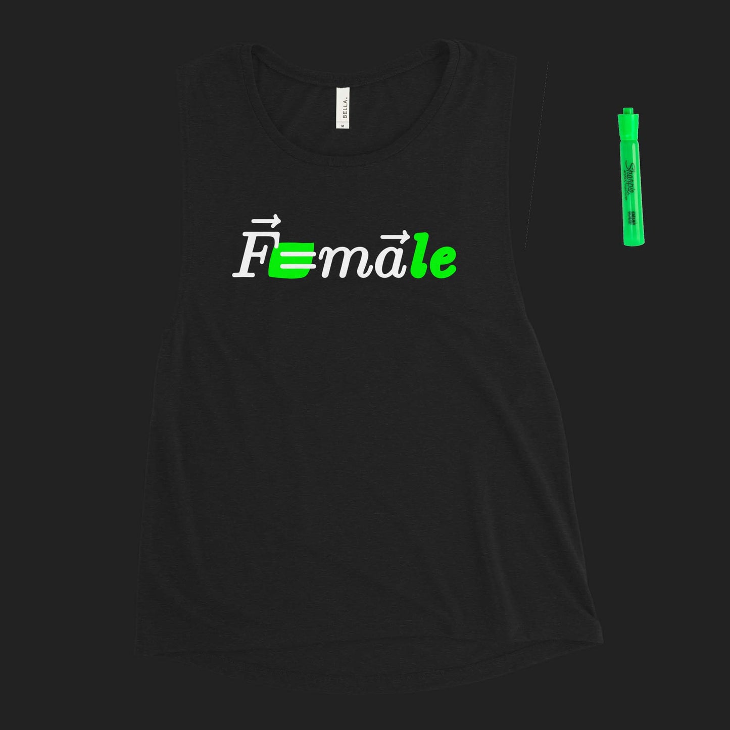 "Force is F=male" women's muscle tank