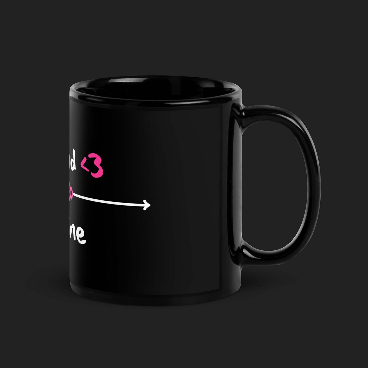 "I Found <3 On Line" black glossy mug
