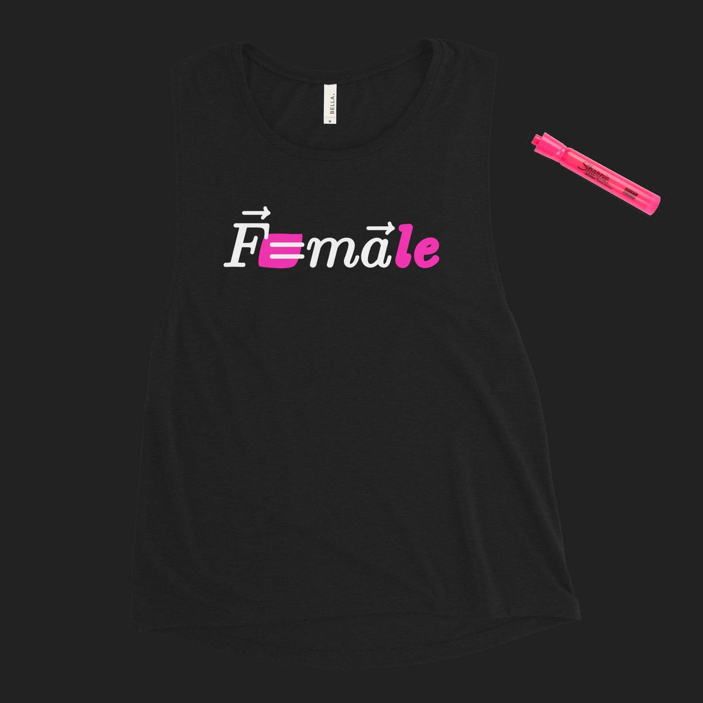 "Force is F=male" women's muscle tank