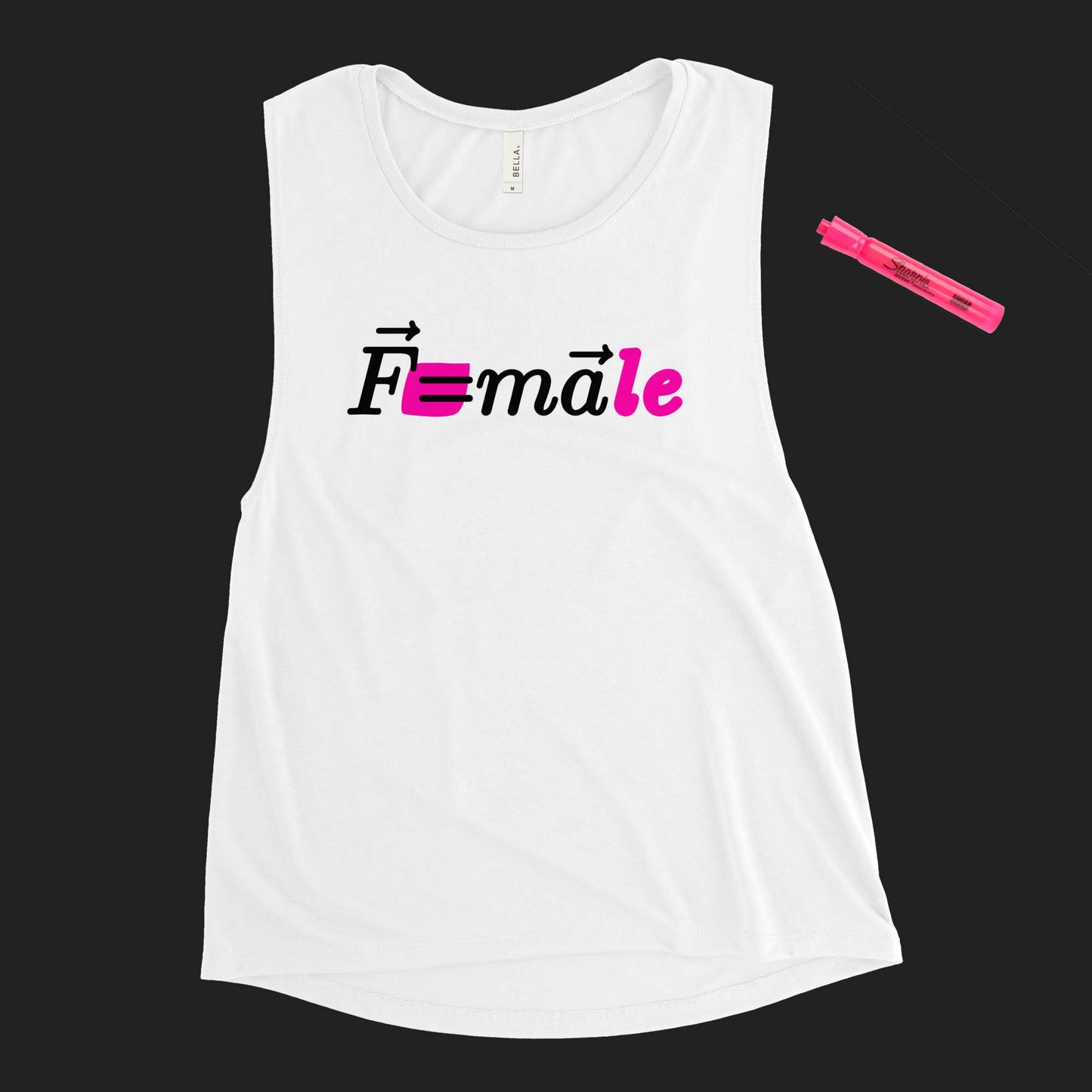 "Force is F=male" women's muscle tank