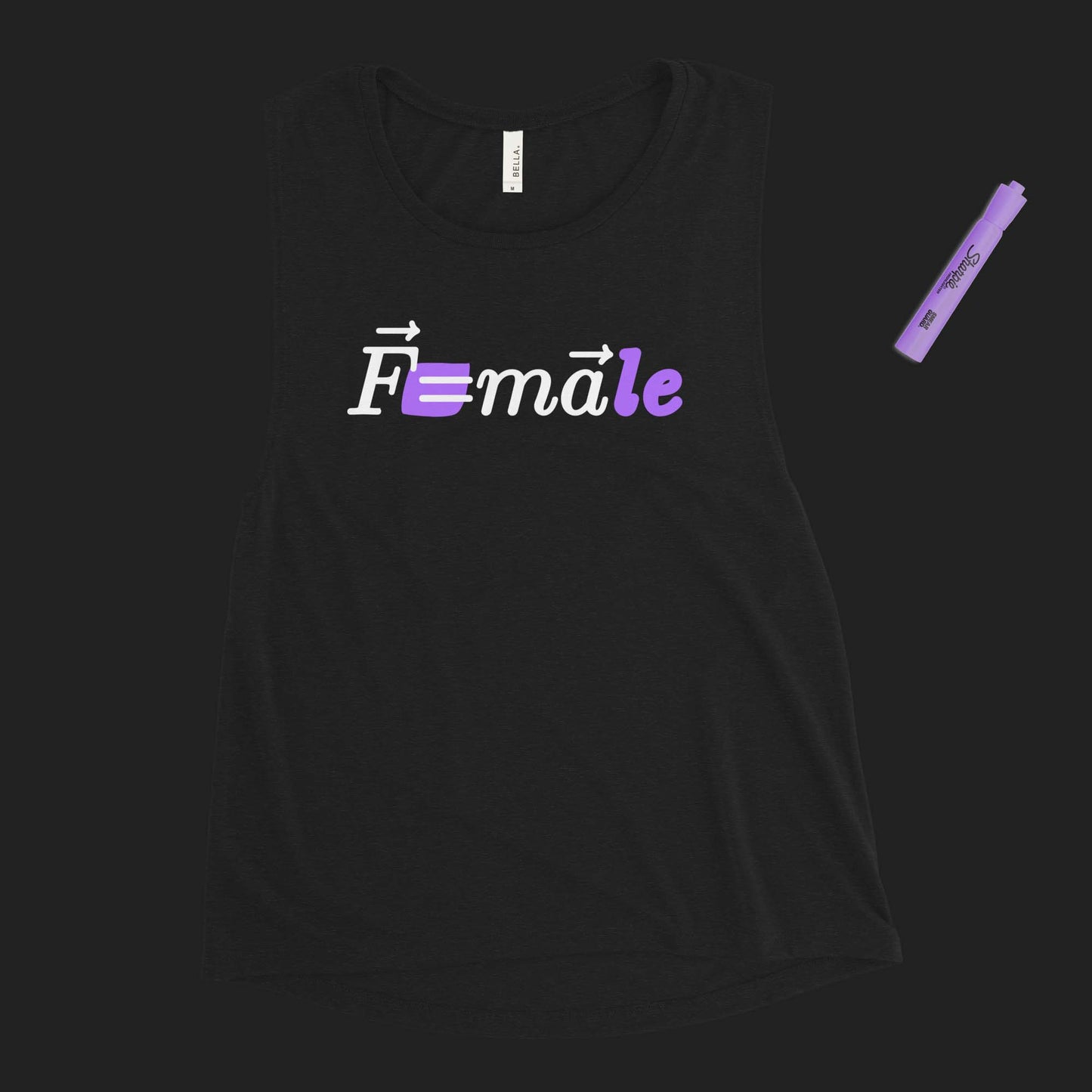 "Force is F=male" women's muscle tank