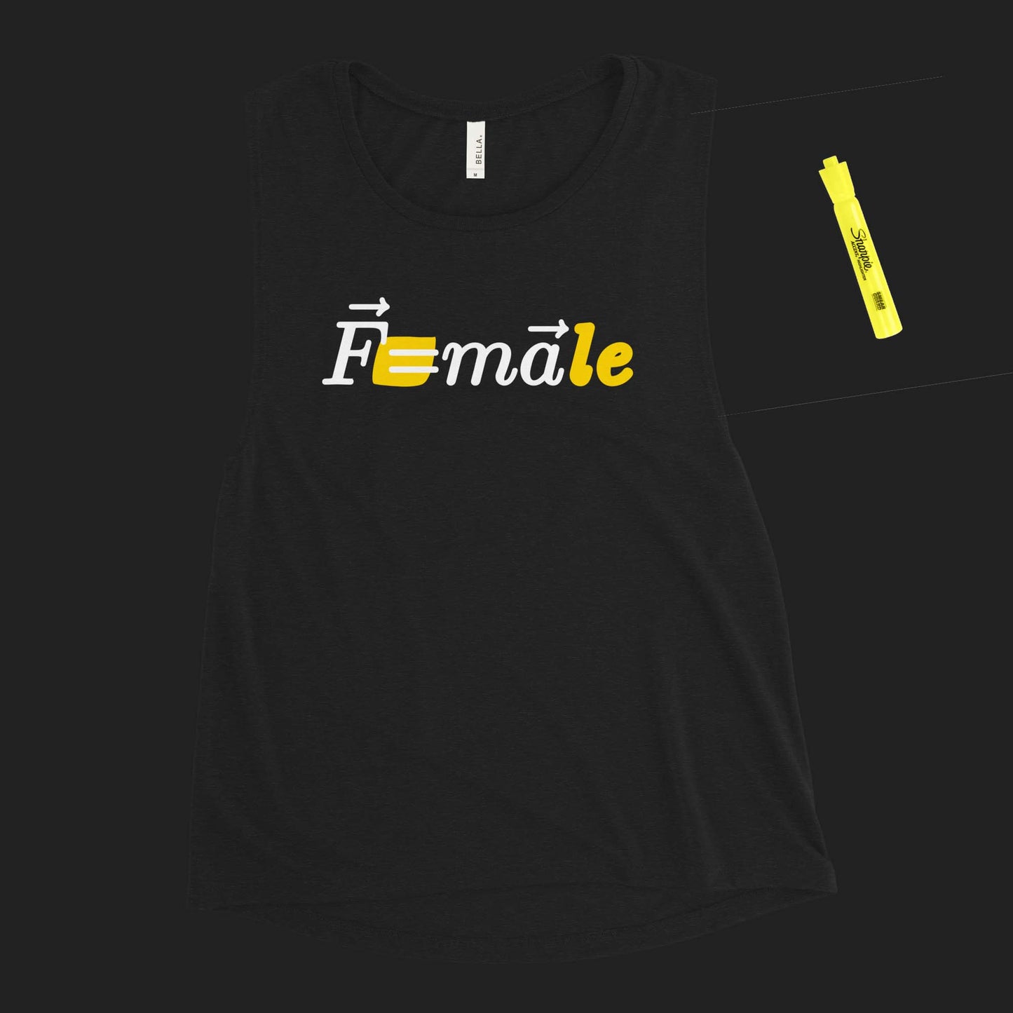 "Force is F=male" women's muscle tank
