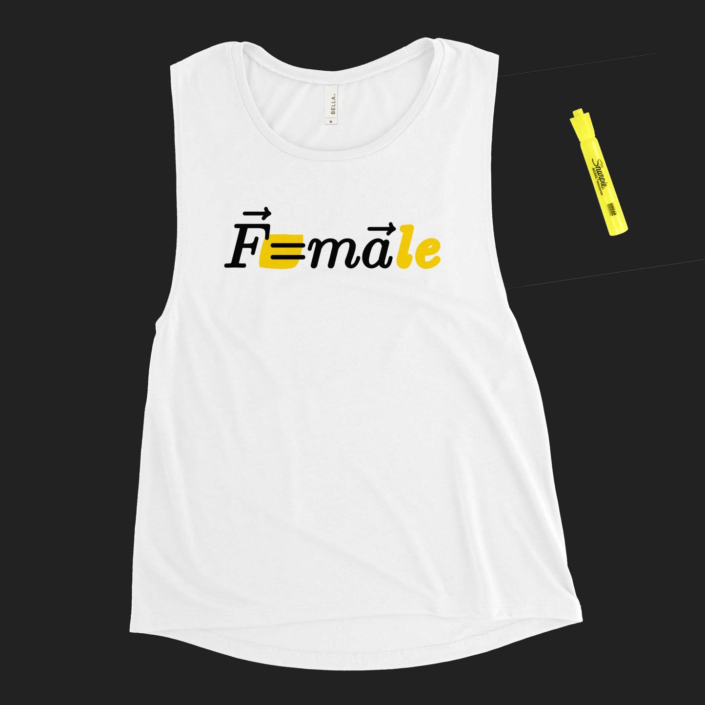 "Force is F=male" women's muscle tank