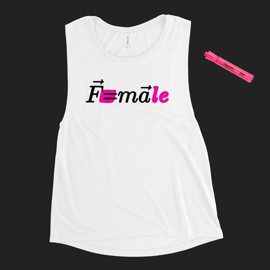"Force is F=male" women's muscle tank